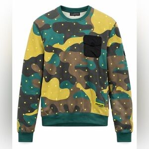 M. Society Camouflage Crewneck - Green, Brown, Tan XL Members Only Club